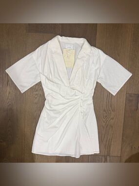 Sabo Skirt Teodora Wrap Dress - White Mini Shirt Dress - Size Small